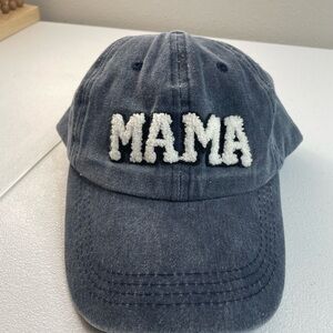 MAMA Embroidered Hat Blue Cotton Adjustable Casual Mom Baseball Cap